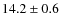 $14.2\pm0.6$