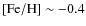 ${\rm [Fe/H]} \sim -0.4$