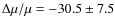 $\Delta\mu/\mu = -30.5\pm7.5$