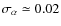$\sigma_\alpha\simeq 0.02$