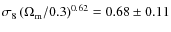 $\sigma_8\left(\Omega_{\rm m}/0.3\right)^{0.62}=0.68\pm 0.11$