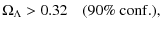 $\displaystyle \Omega_\Lambda>0.32 \quad (90\%~{\rm conf.}),$