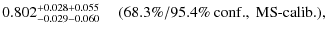 $\displaystyle 0.802^{+0.028+0.055}_{-0.029-0.060}~\quad (68.3\%/95.4\%~{\rm conf.},~{\rm MS\mbox{-}calib.}),$