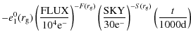 $\displaystyle -e_1^0(r_{\rm g})\left(\frac{{\rm FLUX}}{10^4{\rm e}^-}\right)^{-...
...\rm SKY}}{30{\rm e}^-}\right)^{-S(r_{\rm g})}\left(\frac{t}{1000{\rm d}}\right)$