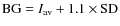 ${\rm BG} = I_{\rm av} +1.1\times {\rm SD}$