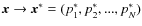 ${\vec x}\rightarrow{\vec
x}^*=(p^*_1,p^*_2,...,p^*_N)$
