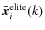$\bar{{\vec
x}}^{\rm elite}_i(k)$