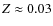 $Z\approx0.03$