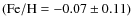 $({\rm Fe/H} = -0.07 \pm 0.11)$