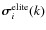 ${\vec \sigma}^{\rm elite}_i(k)$