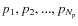 $p_1, p_2, ..., p_{N_{\rm p}}$