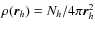 $\rho({\vec r}_h)=N_h/4 \pi {\vec r}_h^2$
