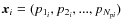 ${\vec
x}_i = (p_{1_i},p_{2_i},...,p_{N_{{\rm p}i}})$