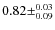 $0.82\pm^{0.03}_{0.09}$