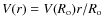 $V(r)
= V(R_{\rm o}) r / R_{\rm o}$