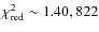 $\chi^2_{\rm red}\sim 1.40, 822$