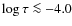 $\log \tau \la
-4.0$