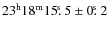 $23^{\rm h} 18^{\rm m} 15\hbox{$.\!\!^{\rm s}$ }5 \pm 0\hbox{$.\!\!^{\rm s}$ }2$