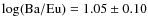 $\log({\rm Ba}/{\rm Eu}) = 1.05 \pm 0.10$