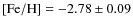 ${\rm [Fe/H]} =
-2.78\pm0.09$
