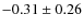 $ -0.31\pm0.26 $