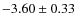 $ -3.60\pm0.33 $