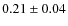 $ 0.21\pm0.04$