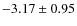 $ -3.17\pm0.95 $