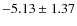 $ -5.13\pm1.37 $