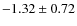 $ -1.32\pm0.72 $