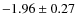$ -1.96\pm0.27 $