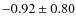 $ -0.92\pm0.80 $