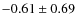$ -0.61\pm0.69 $