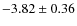 $ -3.82\pm0.36 $
