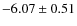 $ -6.07\pm0.51 $