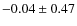 $ -0.04\pm0.47 $