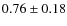 $ 0.76\pm0.18 $