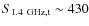 $S_{\rm 1.4~GHz,t} \sim 430$