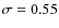 $\sigma= 0.55$