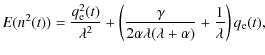 $\displaystyle E(n^2(t)) = \frac{q_{\rm e}^2(t)}{\lambda^2} +