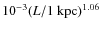 $10^{-3} (L/1~{\rm kpc})^{1.06}$