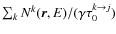 $\sum_k N^k(\vec{r},E)/(\gamma\tau_0^{k\rightarrow j})$