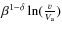 $\beta^{1-\delta} \ln (\frac{v}{V_{\rm a}})$