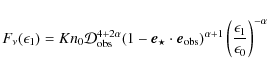 \begin{displaymath}F_\nu(\epsilon_1)=K n_0 {\cal D}_{\rm obs}^{4+2\alpha}(1-\vec...
...{\alpha+1}\left(\frac{\epsilon_1}{\epsilon_0}\right)^{-\alpha}
\end{displaymath}