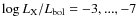 $\log L_{\rm X}/L_{\rm bol}= -3,...,-7$