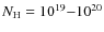 $N_{\rm H} = 10^{19}{-}10^{20}$