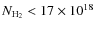 $N_{{\rm H}_2}<17\times10^{18}~$