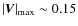 $\vert \vec{V} \vert_{\max} \sim 0.15$