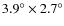 $3.9^{\circ} \times 2.7^{\circ}$