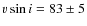 $v \sin
i=83\pm5$